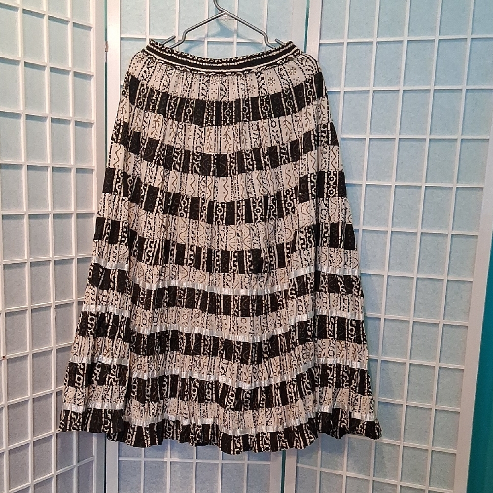 Sacred Threads Elegant Black/Brown/Cream  Women's Skirt 6694